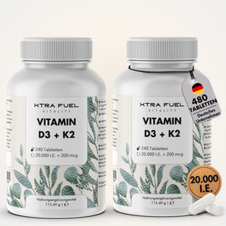 Vitamina D3/K2 comprimidos MK7 all-trans - 20.000 U.I. + 200 μg - 240 comprimidos por lata