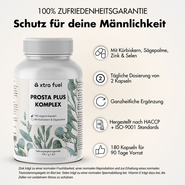 Cápsulas para la próstata - Prosta Plus Complex - Fórmula eficaz con semillas de calabaza y saw palmetto