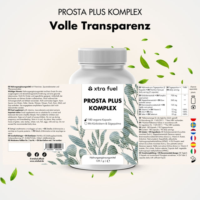 Cápsulas para la próstata - Prosta Plus Complex - Fórmula eficaz con semillas de calabaza y saw palmetto
