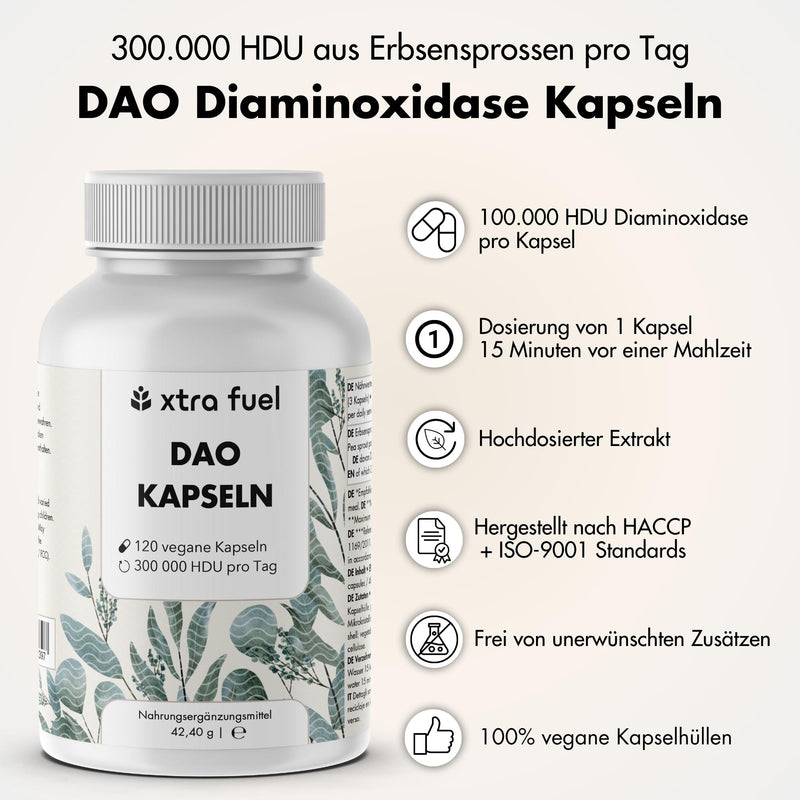 Cápsulas de DAO - Diamino oxidasa vegana procedente de brotes de guisantes - 300.000 HDU