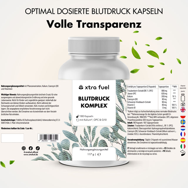 Complejo para la presión arterial* - OPC con potasio, Q10, ajo negro y vitaminas