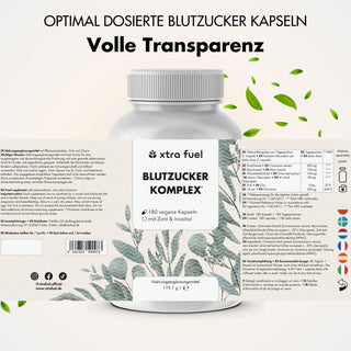 Complejo de azúcar en sangre* - mezcla de nutrientes con canela de Ceilán, inositol y hoja de olivo