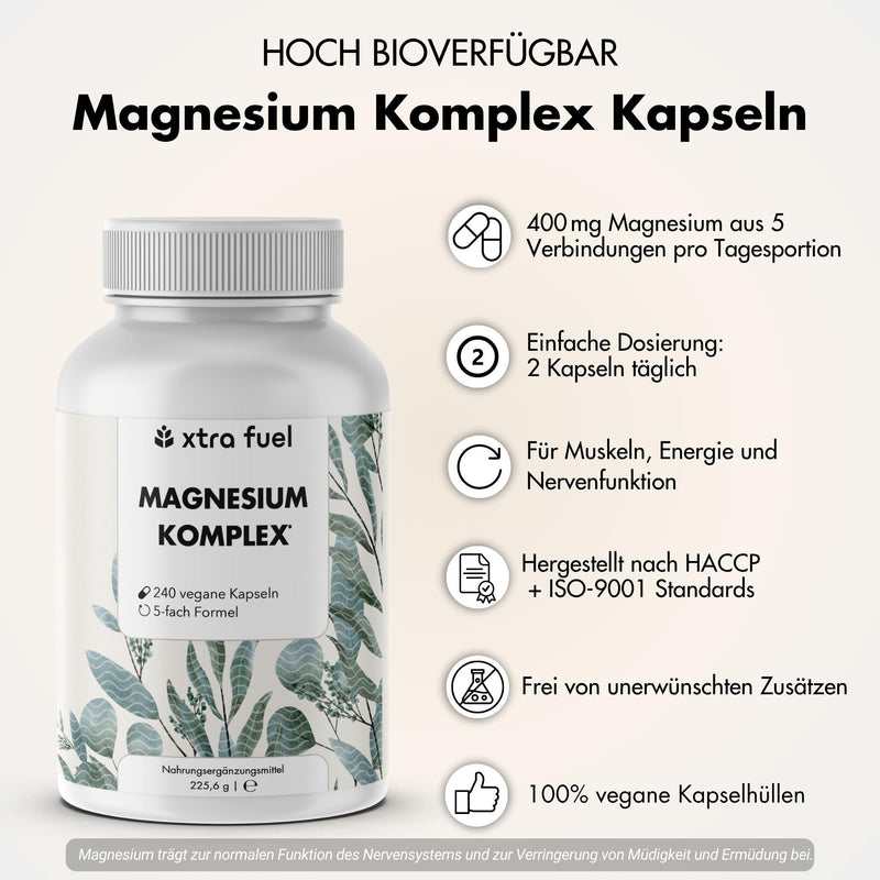 Complejo de magnesio* - fórmula quíntuple con 400 mg de magnesio elemental