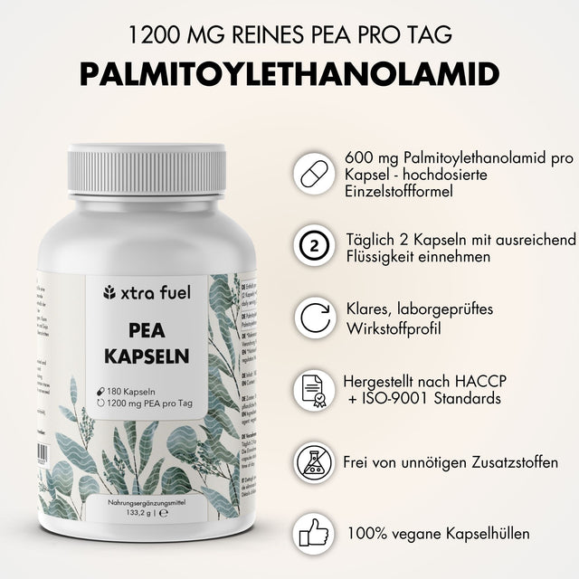 Cápsulas de PEA - Palmitoiletanolamida micronizada - 1200 mg al día